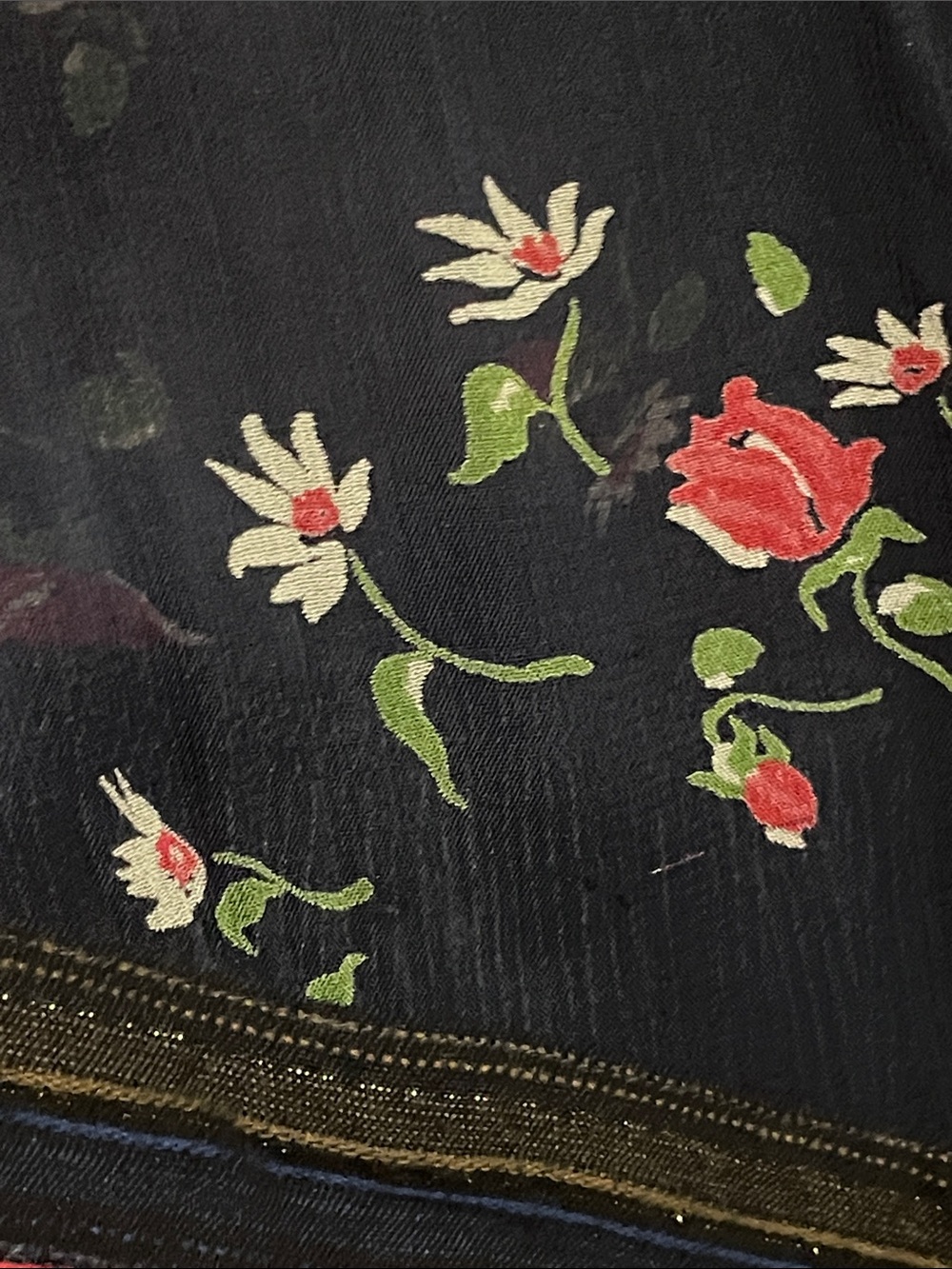 Women's Free People Navy Floral Yoke Shirt/Blouse - Picture 3 of 7